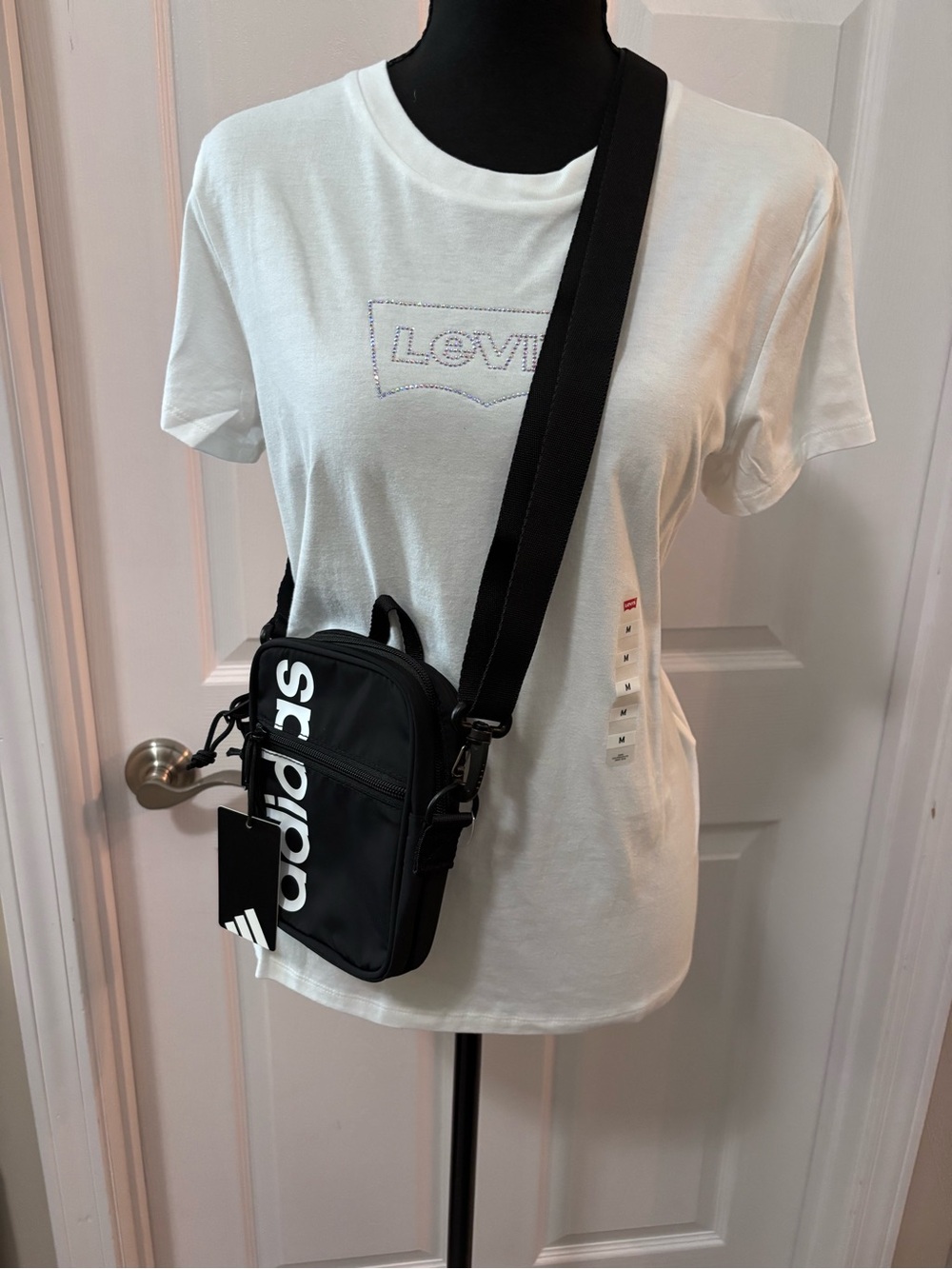 adidas Black Crossbody Shoulder Bag with White Logo